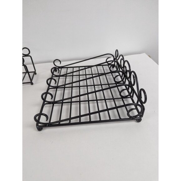 Buffet Silverware Flatware Caddy Holder Napkins Set of 2 Black Metal - Picture 5 of 6